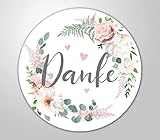 48x hochwertige Etiketten "Danke" rund hohe Klebekraft 4cm Aufkleber floral