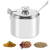 Roundsky Premium Edelstahl Gewürzglas Set, Zuckerdose mit Deckel, Gewürzbehälter, Unzerbrechliche, Spülmaschinenfeste, Lagerung Geschirr für Zuhause, Hotel, Cafe, Buffet und Party