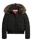 Superdry Damen Everest Bomber-Steppjacke mit Kapuze Tiefschwarz 38