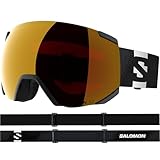 Salomon RADIUM ML Skibrille, Unisex Anti-Beschlag Skibrille für Trailrunning und Bergabenteuer, Black/Mid Red