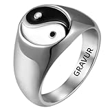 OIDEA Personalisiert Ying and Yang Siegelringe, Silber, Ringgröße