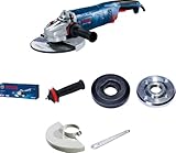 Bosch Professional Winkelschleifer GWS 24-230 P (2.400 Watt, inkl. Anti-Vibrations-Zusatzhandgriff, Aufnahmeflansch, Spannmutter, Schutzhaube, Zweilochschlüssel, Karton)
