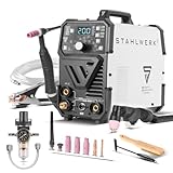 STAHLWERK Schweißgerät 4 in 1 Kombi DC WIG 200 Puls Pro CUT - kompakt & leistungsstark, digitaler 200 A IGBT Inverter mit DC WIG, MMA, Puls-Funktion & integriertem 40 A Plasmaschneider