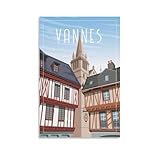 YQCQCS Vannes France Vintage-Reiseposter auf Leinwand, Kunstposter, Bild, Wanddekoration, Malerei, Poster, dekorative Poster