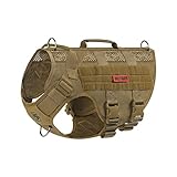 OneTigris Hundegeschirr Mittelgroße Hunde, AIRE MESH Taktisches Anti Zug Geschirr mit 2 Griff Verstellbar Brustgeschirr No Pull Dog Harness Atmungsaktiv Braun S