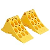 Wiltec Unterlegkeile Anhänger 2 Stück bis 5t Unterlegkeile Wohnmobil 393x160x193mm für Reifen bis 160mm Breite, gelbe Signalfarbe