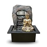 Zen'Light - Zimmerbrunnen Dao - Abnehmbarer Buddha & LED-Beleuchtung - Moderne Zen Deko, Ideal für Meditation & Entspannung - Feng Shui Objekt - H 26cm, Kastanie