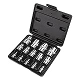 Amazon Basics 14-teiliges externes Torx-Steckschlüsselset, E4—E24, 1/4-Zoll-, 3/8-Zoll-, 1/2-Zoll-Antrieb, mit Aufbewahrungskoffer