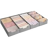 SONGMICS Unterwäsche-Organizer 4er Set, Schubladen-Organizer für IKEA PAX Kleiderschrank, ohne Trennwände, Kleiderschrank-Organizer faltbar, 50 x 22 x 10 cm für Socken, taubengrau RUS013G01