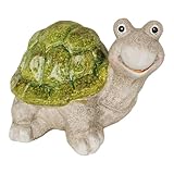 Goldbach Schildkröte Figur aus Keramik 16cm groß grün Deko Gartenfigur Dekofigur Keramikfigur Gartendeko Garten Statue Tier Skulptur Objekt für Hof Terrasse