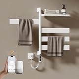 EMKE Handtuchheizkörper Elektrisch 76 x 45 cm, WiFi Smart Thermostat elektrischer Badheizkörper, 180° Drehung Handtuchwärmer Elektrisch für Alexa und Google Home und APP Weiß 120W