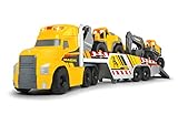 Dickie Toys -Mack/Volvo Heavy Loader Truck – 70 cm großer LKW mit Anhänger inkl. Baustellenfahrzeugen (Bagger und Radlader), für Kinder ab 3 Jahre