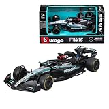 Bburago Formel 1 Mercedes-AMG Petronas F1 W15 Team (2024): Modellauto im Maßstab 1:43, von Fahrer #63 George Russell, Window Box, 12,5 cm, schwarz Silber (18-38208R)