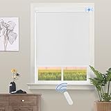 Grandekor Elektrische Rollos Innen, Verdunklungsrollo ohne Bohren mit Fernbedienung & Leiser Motor Weiß 110x150cm,Smart Rollo für Fenster Innen mit Metal Klemmträger,Thermorollo Sonnen-& Sichtschutz