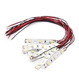 Evemodel Zubehör für Modelleisenbahnanlagen 10 Stk. 3-LED Hausbeleuchtung 5cm warmweiss mit Kabel 20cm 12-18 V DD01WM-10N-EU