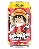 BOBBASAN One Piece Bubble Tea Erdbeere & Pfirsich – Offiziell lizenziert – Erfrischender Bubble‑Tea mit Tapioka-Perlen - im Luffy Design – 1 x 320 ml