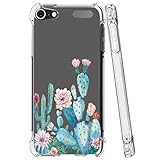 Sidande Schutzhülle für iPod Touch 7, Touch 6 mit Blumen, stoßfest, klar, Blumenmuster, weich, flexibel, TPU, schlanke Handyhülle für iPod Touch 5/6/7. Generation, Kaktus