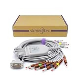 skmeditec EKG/ECG 10 Lead Banana IEC DirectConnectCable Compatible with Schiller AT10, AT101, AT102-Plus, AT104, AT110, AT3, AT5, AT6, AT60, Replacement with 15 Pins Connector for KKB007, CB-721014R/1