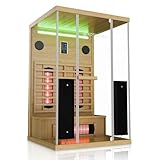 Artsauna Infrarotkabine Göteborg 120 – Natur, Wärmekabine mit Vollspektrumstrahlern, Hemlockholz & Sicherheitsglas, LED-Beleuchtung