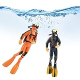 Bekecidi 2er-Pack Aquarium-Dekorationen, Kleiner Taucher, dekoratives Ornament, schwimmender Anhänger für kreatives Zubehör, Aquarium-Dekorationen, Meereslandschaftsbau (blau + orange)