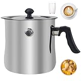 SKJJM Milchtopf mit Deckel, 1.5L Milchtopf Induktion, Simmertopf Induktion, Doppelwandiger Simmertopf für Gas Elektro Wasserbad Induktion Halogen Keramik Induktionsherde (Edelstahl)