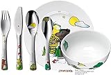 WMF Kinderbesteck mit Namensgravur - Besteckset Janosch 6-Teilig personalisiert - personalisierte Besteck Geschenkideen mit Müslischüssel und Teller - Weihnachtsgeschenke für Kinder