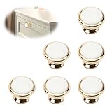 SVOCK Schrankgriffe Gold Rund 6Pcs, Schrank Knöpfe Möbelgriffe Edelstahl 30mm, Schränke Möbelknöpfe Weiß Gold, Kommodenknöpfe für Griffe Kommode, Goldene Griffe Schrank Schubladenknöpfe mit Schrauben