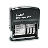 Trodat Printy 4817 Datumstempel mit Wortband, Deutsch, Schwarz, 12 Office-Texte zum Drehen, Abdruck 47x4 mm, Stempelkissen schwarz, selbstfärbend