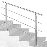 SWANEW Edelstahl-Handlauf Geländer für Treppen Brüstung Balkon Ø 42mm,mit 3 Querstreben (100cm, 3 Querstreben)