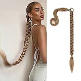 QKEPCY Pferdeschwanz Haarteil Zopf Pferdeschwanz Haarverlängerung 80cm Glatt Haarverlängerungen Natürlich Kunsthaar Wrap on Ponytail Pferdeschwanz Verlängerung Perücke Haarteil für Zopf