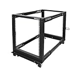 StarTech.com 4-Pfosten 12 HE Mobiles Open Frame Serverrack, 19 Zoll Netzwerk Rack mit Rädern, Rack für Computer/AV/Daten/IT Geräte - Rollen, Nivellierfüße oder Bodenmontage (4POSTRACK12U)