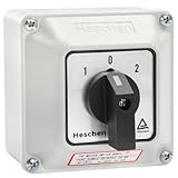 Heschen Universal-Drehschalter, SZW26-20/D202.2D, 660V 20A, ON-OFF-ON 3 Positionen, 2 Phasen, 8 Klemmen, mit Hauptschalter-Außenbox (Größere Box)