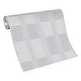 BRICOFLOR Retro Tapete im 60er Jahre Stil | Hellgraue Vliestapete mit Linien Muster | 70er Jahre Wandtapete ideal für Wohnzimmer und Schlafzimmer