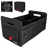 REMOCH Kofferraum-Organizer für Dodge Charger Durango Challenger, zusammenklappbar, 2 Fächer, Auto-Aufbewahrungsbox mit Griff, rutschfeste Unterseite, stabile Seitenwände für Dodge Zubehör, Rot