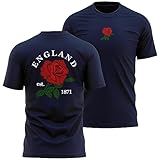England Supporters Rugby-T-Shirt für Herren, englische Version 1871, England-Rose, Abzeichen, navy, L