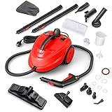 GOPLUS Dampfreiniger, Flächenleistung: 108 m², Dampfdruck: 5 bar, 1,8 L Wassertank, Aufheizzeit: 8 min., 2000W, mit Bodenreinigungsset, Düsen und Bezüge, Dampfreiniger für Alles (Rot)