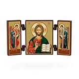 NKlaus - Jesus Christus - christliche Ikone Triptychon - Spasitel - reise Altar Holz 36177