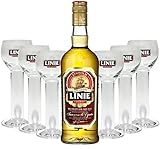 Linie Aquavit Lysholm Double Cask Norwegen 0,7l 700ml (41,5% Vol) + 6x Gläser 2cl geeicht