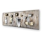 mosa designs House of Arts Metall Moderne Wanddekoration mit Blumen Handgefertigt 3D Effekt Bronze Silber Gold 120x40x7cm