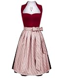 DIRNDLSTERN Damen Midi Rot - Elegantes Trachtenkleid Samt Plissee Schürze Perfekt für Oktoberfest 38