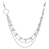 guduling Hosenkette Nieten,Hosenkette Punk Herren,Wallet Chain Men mit Karabinerverschluss,Abnehmbar Hosen Ketten,Punk Hiphop Pants Chain mit Nieten für Geldbörse, Jeans,Silber