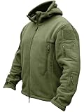 TACVASEN Herren Fleecejacke Military Outdoor Winddichte Jacke mit Kapuze- Gr. XL, Grün
