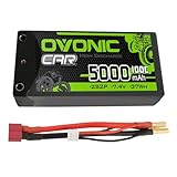 OVONIC 2s Lipo Akku 7,4 V 5000mAh 100C Shorty Lipo Akku Hartschalenetui mit 4-mm Geschoss Steckverbinder für RC-Fahrzeuge im Maßstab 1:10