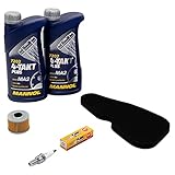 Wartungspaket Öl 2L + Luftfilter + Ölfilter + Zündkerze für Kawasa ki BN 125 A BN125 A Eliminator BN125A Bj 1998-2007