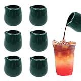 BEELUKY 6 Stück 50ml Grün Milchkännchen Porzellan Kleine Milchkanne Milchgießer Milchschaumkännchen Ohne Griff Mini Sahnekännchen Keramik für Milch Kaffee Sauce