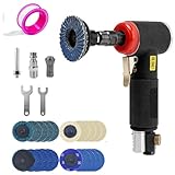 Druckluftschleifer, Druckluft Winkelschleifer Set - Mini Druckluft Schleifer mit 6mm & 3mm Spannzange und 20 2 Zoll Schnellwechselscheiben Set, Poliermaschine Klein 90° Abgewinkelt Zum Schleifen