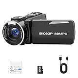 Videokamera 1080P, 48MP Camcorder 18X Digitalzoom Vlogging Camera für YouTube mit LED-Fülllicht, 3" 270° drehbarer Bildschirm Webcam Camcorder mit 32GB Karte & Akku