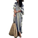 Jecarden Langes Kaftan-Kleid, Maxikleid, Damen, Lässig, Boho-Sommer-Maxikleid, Nachtwäsche, Strandkleidung, Überwürfe, #4, Einheitsgröße