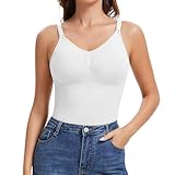 Joyshaper Damen BH Unterhemden Shapewear Bauchweg Unterhemd Figurformende Trägertop Gepolstert Kompression Tank Top Nahtlos Body Shaper,Weiß, XXL