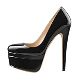 MissHeel Double Plateau Pumps Stilettos Sandwiches Platform High Heels Sexy Schwarz EU 43